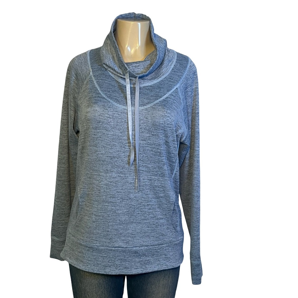 Kuhl Womens Blue Space Dye Cowl Neck Pullover Long Sleeve Thumbhole Top Size L